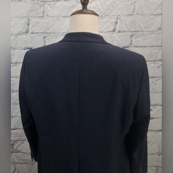 Brooks Brothers Fitzgerald Fit Blazer Sport Coat Navy Striped Wool 1/2 Lined 42R - Picture 9 of 16
